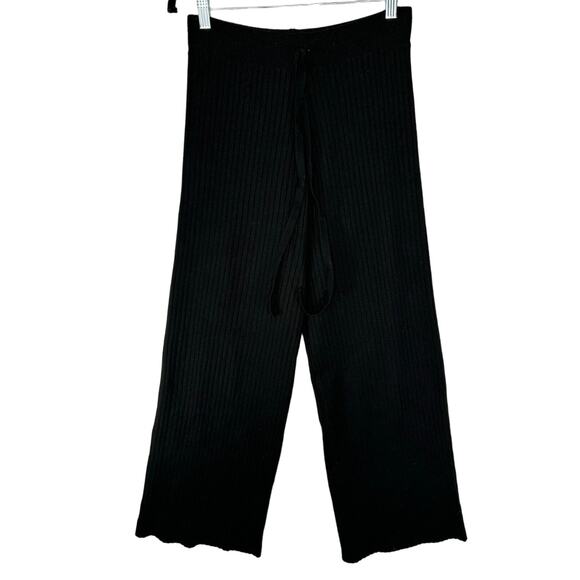 Petal and Pup High Rise Wide Leg Ribbed Pants Black Elastic Waist size S/M - Picture 1 of 4